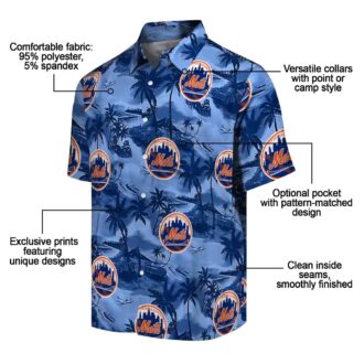 New York Mets Tropical Hawaiian Shirt with Coastal Palms - MLB Blue Summer Shirt