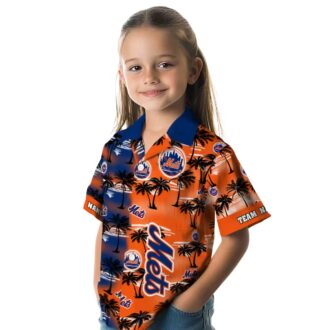 New York Mets Tropical Palm Silhouettes Hawaiian Shirt - MLB Beach Shirt for Men & Fans