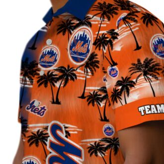 New York Mets Tropical Palm Silhouettes Hawaiian Shirt - MLB Beach Shirt for Men & Fans