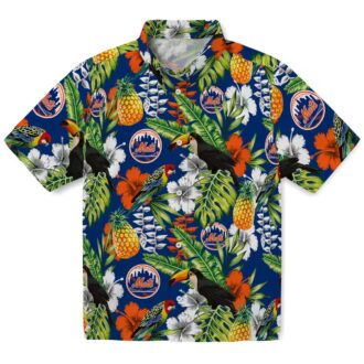 Personalized MLB New York Mets Tropical Shirt - Blue Green Toucan Hawaiian Shirt for Beach & Vacation
