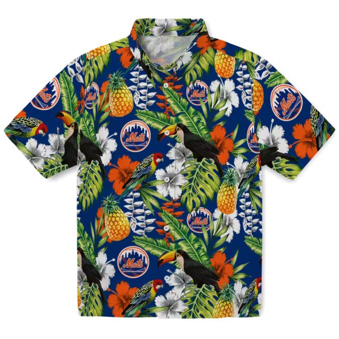 Personalized MLB New York Mets Tropical Shirt - Blue Green Toucan Hawaiian Shirt for Beach & Vacation