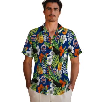 Personalized MLB New York Mets Tropical Shirt - Blue Green Toucan Hawaiian Shirt for Beach & Vacation