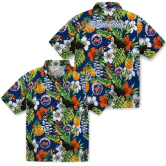 Personalized MLB New York Mets Tropical Shirt - Blue Green Toucan Hawaiian Shirt for Beach & Vacation