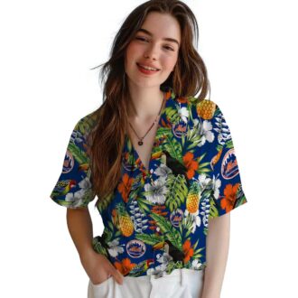 Personalized MLB New York Mets Tropical Shirt - Blue Green Toucan Hawaiian Shirt for Beach & Vacation