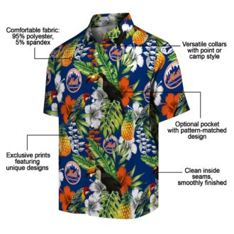 Personalized MLB New York Mets Tropical Shirt - Blue Green Toucan Hawaiian Shirt for Beach & Vacation