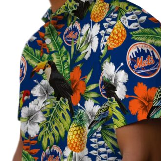 Personalized MLB New York Mets Tropical Shirt - Blue Green Toucan Hawaiian Shirt for Beach & Vacation