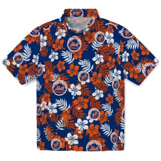 Shop New York Mets Floral Blue Hawaiian Shirt - Perfect MLB Tropical Aloha Shirt for Vacation