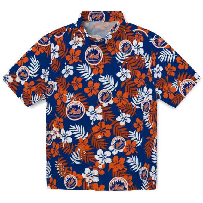 Shop New York Mets Floral Blue Hawaiian Shirt - Perfect MLB Tropical Aloha Shirt for Vacation