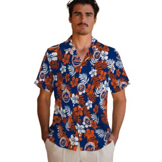 Shop New York Mets Floral Blue Hawaiian Shirt - Perfect MLB Tropical Aloha Shirt for Vacation