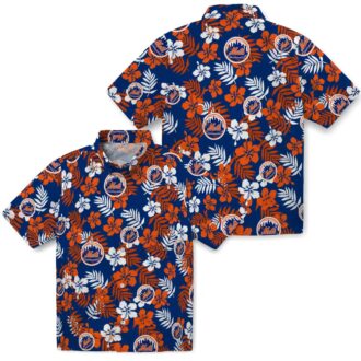 Shop New York Mets Floral Blue Hawaiian Shirt - Perfect MLB Tropical Aloha Shirt for Vacation