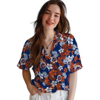 Shop New York Mets Floral Blue Hawaiian Shirt - Perfect MLB Tropical Aloha Shirt for Vacation