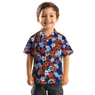 Shop New York Mets Floral Blue Hawaiian Shirt - Perfect MLB Tropical Aloha Shirt for Vacation