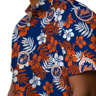 Shop New York Mets Floral Blue Hawaiian Shirt - Perfect MLB Tropical Aloha Shirt for Vacation