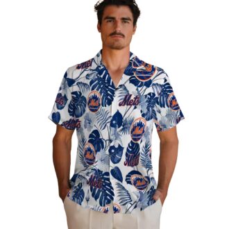 Shop New York Mets MLB Hawaiian Shirt - Tropical Hibiscus Blue White Shirt for Men’s Summer Vacation