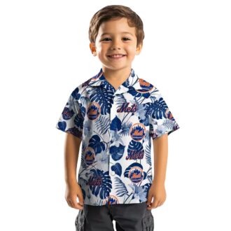 Shop New York Mets MLB Hawaiian Shirt - Tropical Hibiscus Blue White Shirt for Men’s Summer Vacation