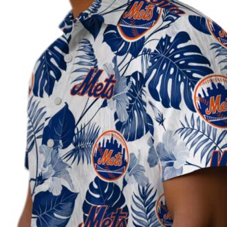 Shop New York Mets MLB Hawaiian Shirt - Tropical Hibiscus Blue White Shirt for Men’s Summer Vacation