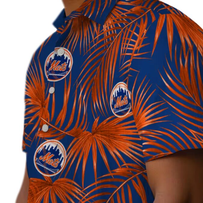 Summer Ready New York Mets Hawaiian Shirt - Blue Palm Leaves MLB Shirt