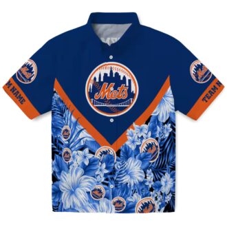 Trendy New York Mets Floral Blue Hawaiian Shirt - Custom MLB Team Shirt for Fans