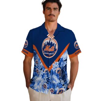 Trendy New York Mets Floral Blue Hawaiian Shirt - Custom MLB Team Shirt for Fans