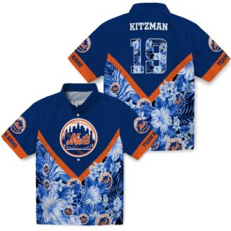 Trendy New York Mets Floral Blue Hawaiian Shirt - Custom MLB Team Shirt for Fans
