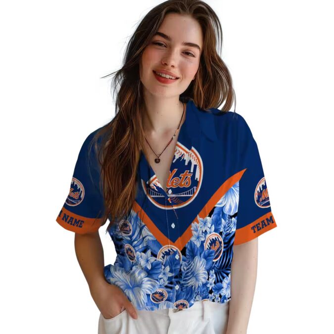Trendy New York Mets Floral Blue Hawaiian Shirt - Custom MLB Team Shirt for Fans