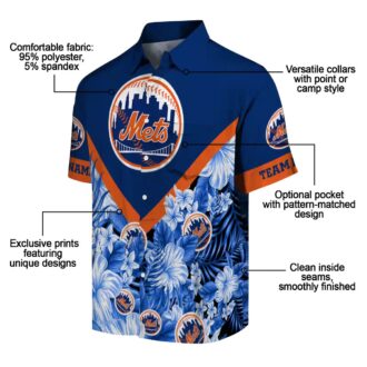 Trendy New York Mets Floral Blue Hawaiian Shirt - Custom MLB Team Shirt for Fans
