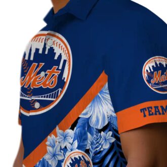 Trendy New York Mets Floral Blue Hawaiian Shirt - Custom MLB Team Shirt for Fans
