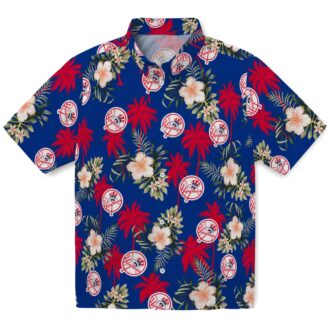 2025 Cool Yankees Hawaiian Shirt - Navy Palm Tree Button-Up for Game Day & Summer