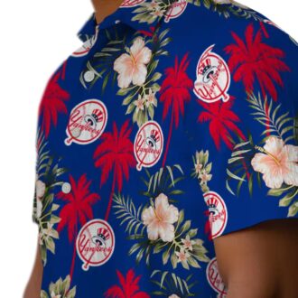 2025 Cool Yankees Hawaiian Shirt - Navy Palm Tree Button-Up for Game Day & Summer