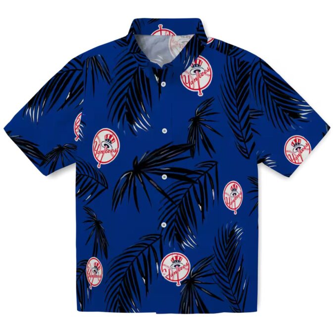 Best New York Yankees Beach Hawaiian Shirt - Navy Palm Leaf Summer Fan Clothing