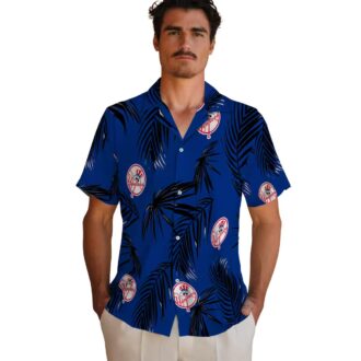 Best New York Yankees Beach Hawaiian Shirt - Navy Palm Leaf Summer Fan Clothing
