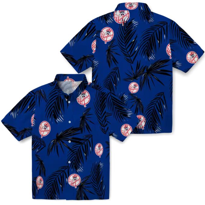 Best New York Yankees Beach Hawaiian Shirt - Navy Palm Leaf Summer Fan Clothing