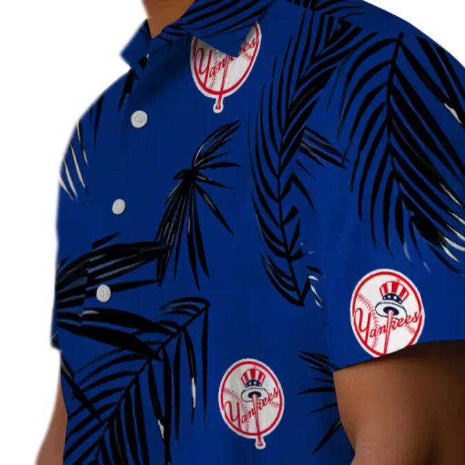 Best New York Yankees Beach Hawaiian Shirt - Navy Palm Leaf Summer Fan Clothing