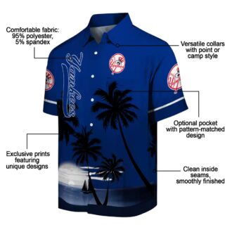 Best Yankees Tropical Beach Shirt - Navy Sunset Hawaiian Style for Men