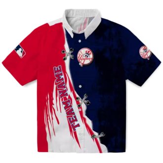 Custom New York Yankees Aloha Hawaiian Shirt - Edgy Navy & White Summer MLB Fan Apparel