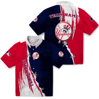Custom New York Yankees Aloha Hawaiian Shirt - Edgy Navy & White Summer MLB Fan Apparel