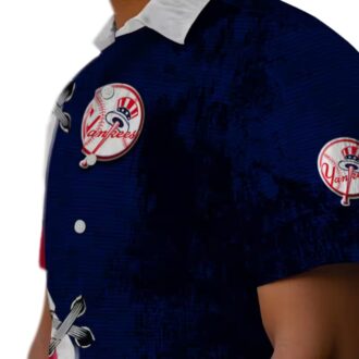 Custom New York Yankees Aloha Hawaiian Shirt - Edgy Navy & White Summer MLB Fan Apparel