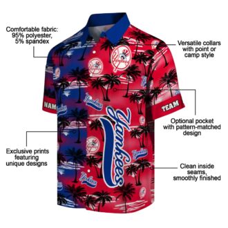 Custom New York Yankees Navy Hawaiian Shirt - Palm Silhouette Vacation Shirt for Baseball Lovers