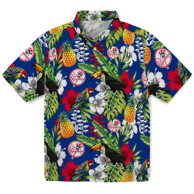 Custom Yankees Hawaiian Shirt for Men - Toucan Tropical Navy Green MLB Style