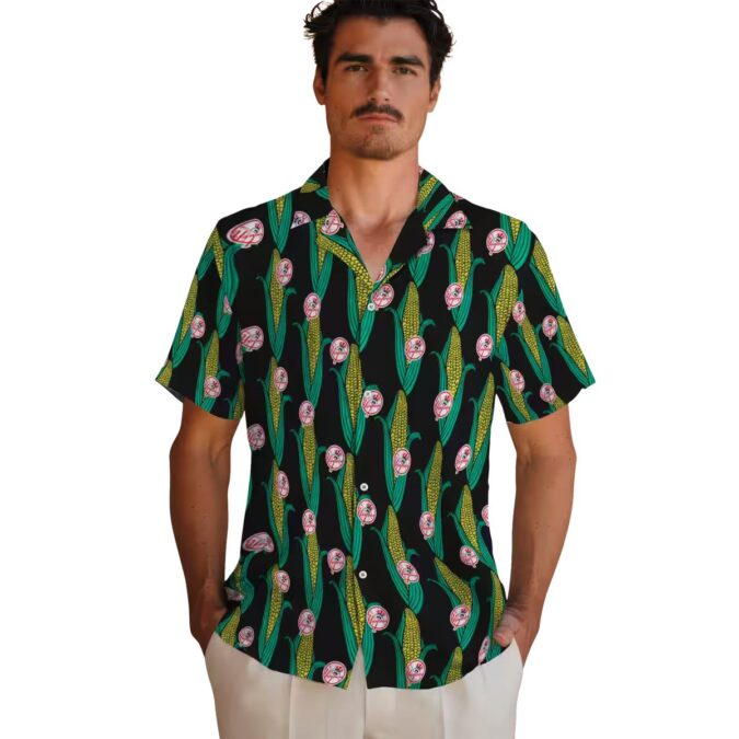 Limited Edition New York Yankees Aloha Shirt - Black Green Corn Design