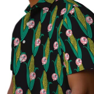 Limited Edition New York Yankees Aloha Shirt - Black Green Corn Design