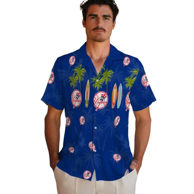 Limited Edition New York Yankees Hawaiian Shirt for Men - Palm Surfboard Summer Fan Apparel