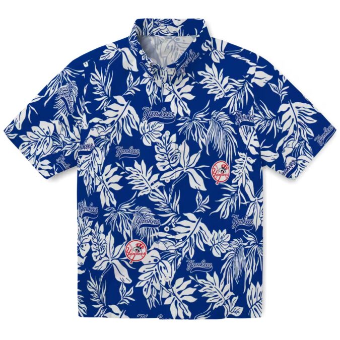Men's New York Yankees Tropical Leaf Shirt - Navy White Aloha Summer Style