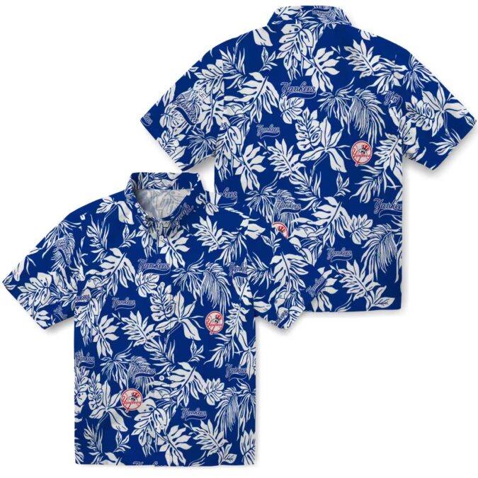 Men's New York Yankees Tropical Leaf Shirt - Navy White Aloha Summer Style
