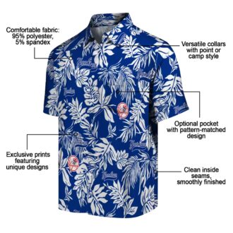 Men's New York Yankees Tropical Leaf Shirt - Navy White Aloha Summer Style