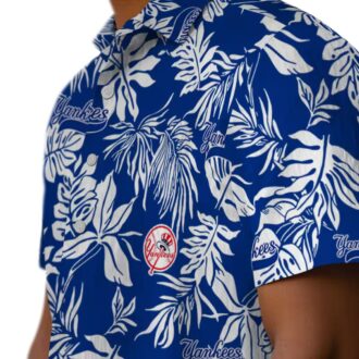 Men's New York Yankees Tropical Leaf Shirt - Navy White Aloha Summer Style