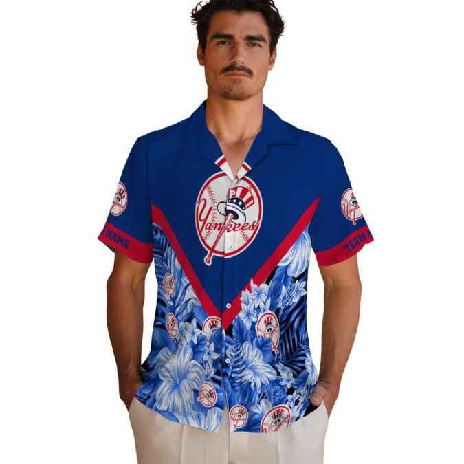 Men’s New York Yankees Tropical Chevron Shirt - Floral Navy Aloha Summer Outfit