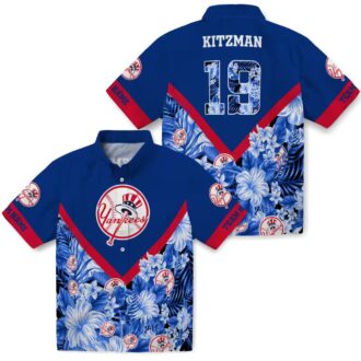 Men’s New York Yankees Tropical Chevron Shirt - Floral Navy Aloha Summer Outfit