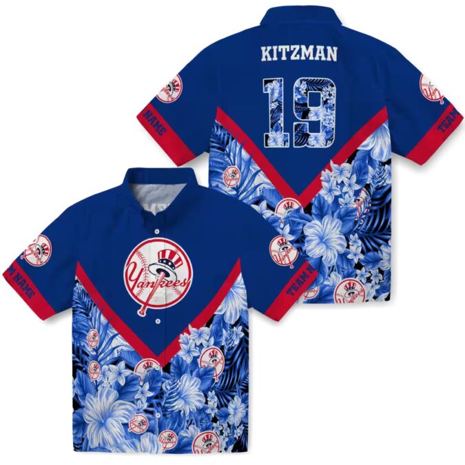 Men’s New York Yankees Tropical Chevron Shirt - Floral Navy Aloha Summer Outfit