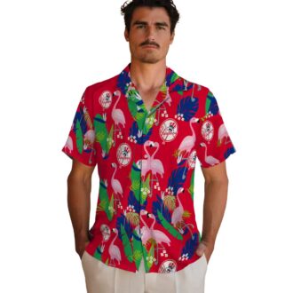 Men’s New York Yankees Tropical Navy Green Shirt - Flamingo Foliage Summer Vibe